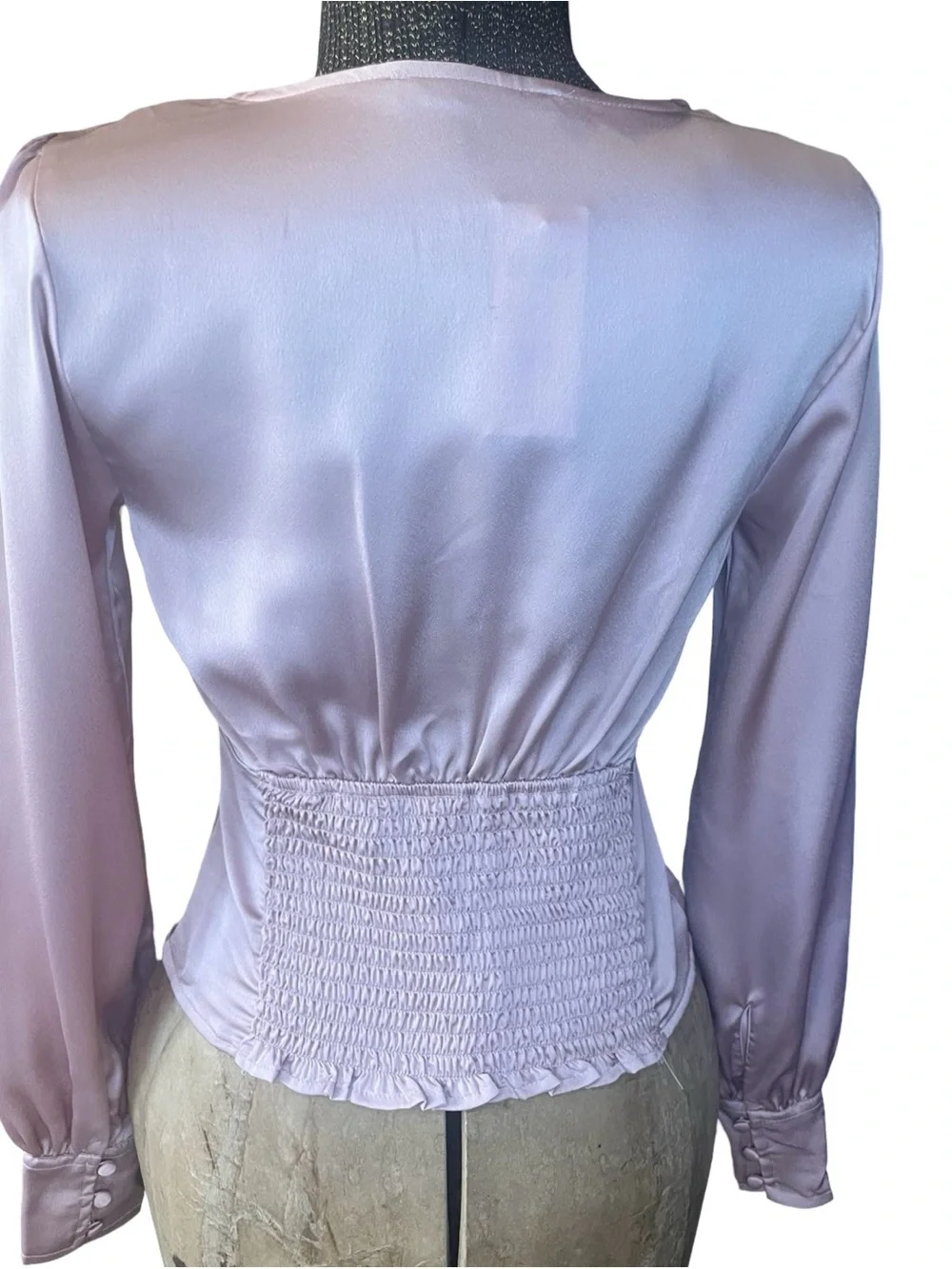 Abercrombie & Fitch Satin Puff Sleeve Button Front Top Mauve Small NWT